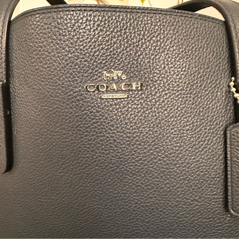 Coach Charlie Carryall dark navy blue Leather Tote with Signature Charm - Picture 2 of 9